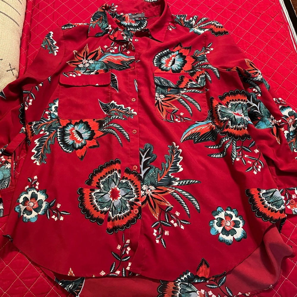 Plus sz button down top sz 3x